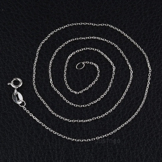 JustNeo solid 925 sterling silver oval cable chain necklace with rhodium plate, spring  claspfine jewelry, , 1 piece