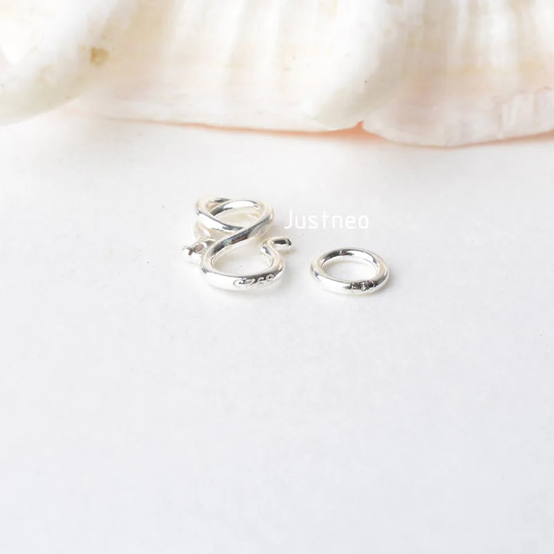 Solid 925 Sterling Silver S-shaped Clasp Hook with Closed Jump Ring, for Necklace / Bracelet Jewelry diy Components