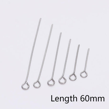 20-50mm Stainless Steel Eye Pins, 100pcs
