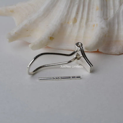 Solid 925 Sterling Silver Clip Earring Findings with Needle for Jewelry DIY Components