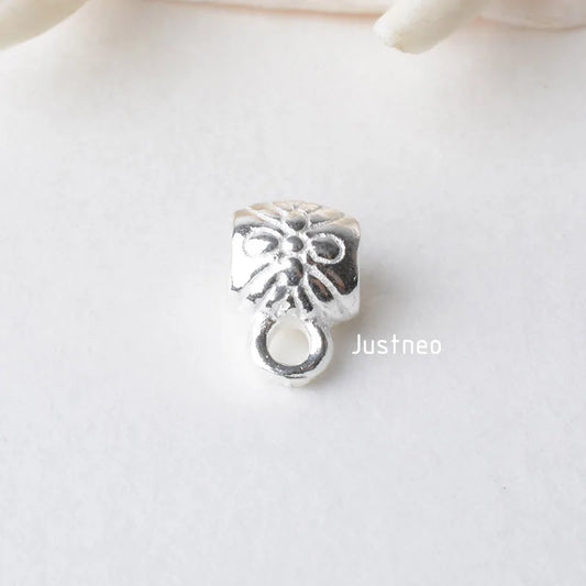 solid 925 sterling silver Tube Spacer Bead Connector with Closed Jump Ring, rondel spacer bead charms for necklace