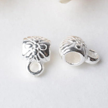 solid 925 sterling silver Tube Spacer Bead Connector with Closed Jump Ring, rondel spacer bead charms for necklace