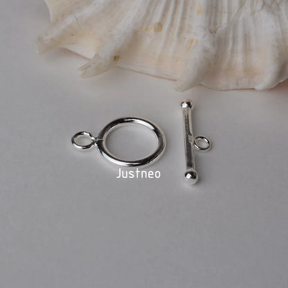Solid 925 Sterling Silver Circle Toggle Clasp