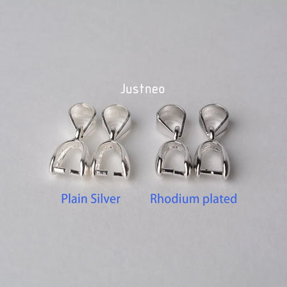 solid 925 sterling silver bail pendant clasp connector, pinch bail with ice-pick for necklace & pendant silver jewelry, L