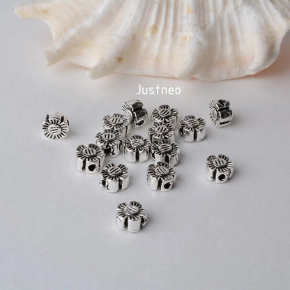 solid 925 sterling silver flower charm beads, Thai Silver spacer loose bead with 1.1mm hole jewelry diy components accessories