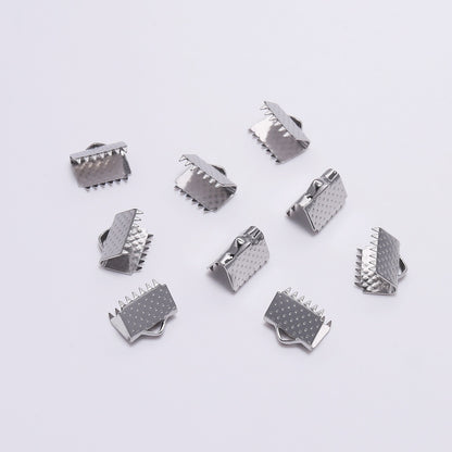Stainless Steel Crimp End Bead Buckle Tip, 30pcs