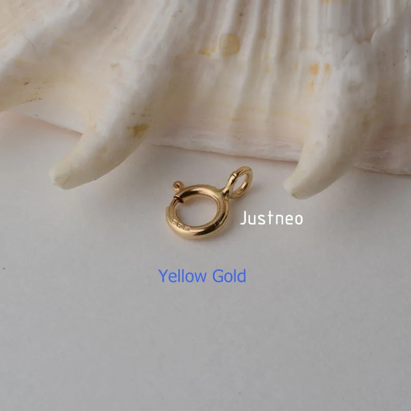 14k gold clasp,5mm solid 14karat yellow/rose gold spring ring buckle for pendant necklace bracelet gold jewelry diy making