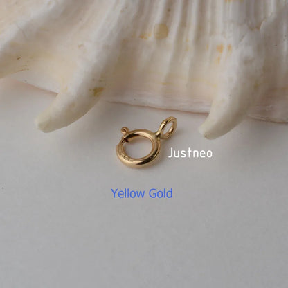14k gold clasp,5mm solid 14karat yellow/rose gold spring ring buckle for pendant necklace bracelet gold jewelry diy making