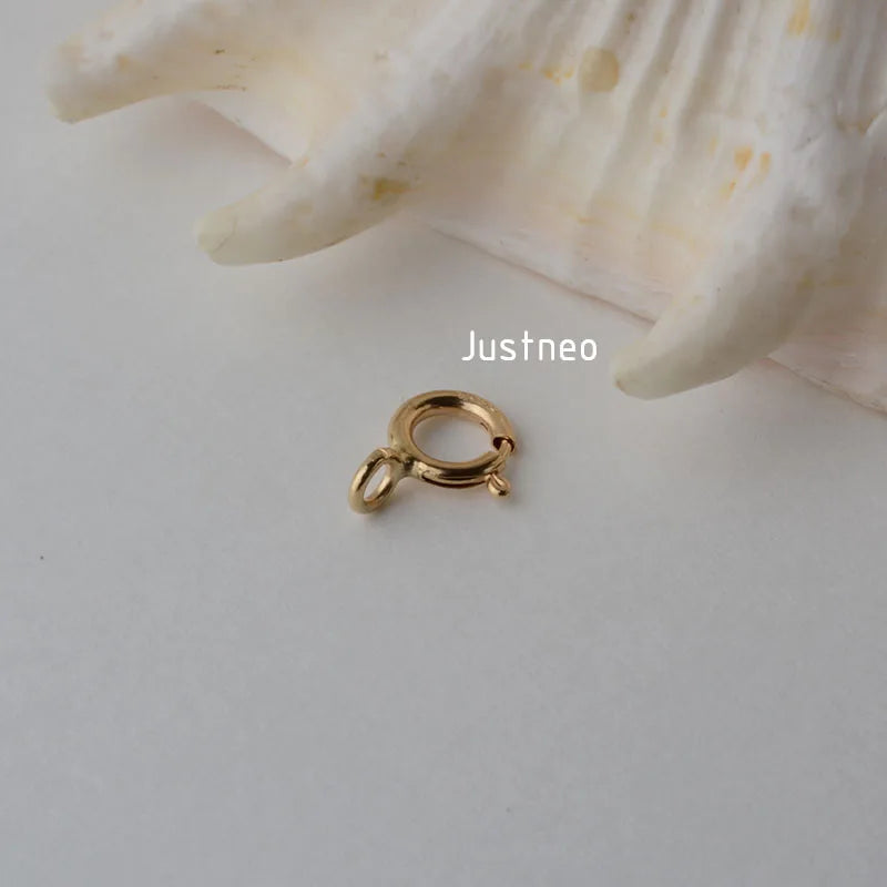 14k gold clasp,5mm solid 14karat yellow/rose gold spring ring buckle for pendant necklace bracelet gold jewelry diy making