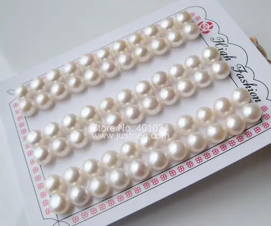 Genuine Cultured Freshwater Pearl White Button-shaped Half Drilled Loose Beads for Jewelry Making 5-12 mm