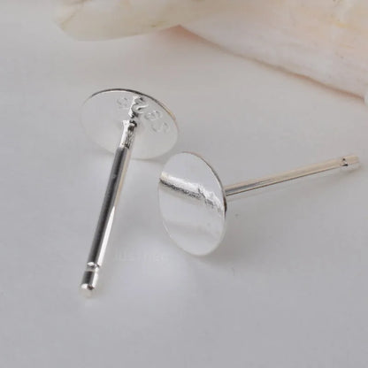 925 Sterling Silver Earring Post with Flat pad Head,3/4/5/6mm Pad. Earring Findings for Jewelry Making ,1pair