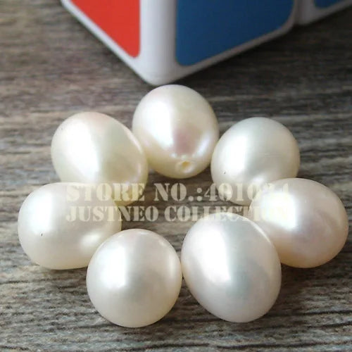 Freshwater Pearl Loose Beads, Genuine Cultured Drop-shaped Pearls Half Drilled Natural White 5-9 MM