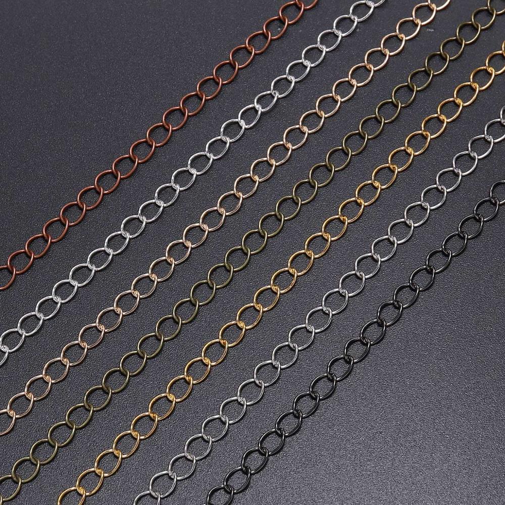 2.5 2.8 3.6 4.8 mm Long Open Link Ring Extended Extension Necklace Chains, 5m lot