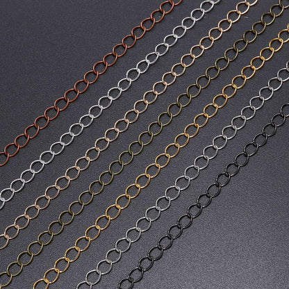 2.5 2.8 3.6 4.8 mm Long Open Link Ring Extended Extension Necklace Chains, 5m lot