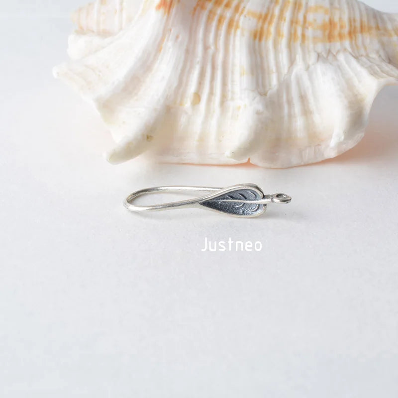 ear hook, solid 925 sterling silver leaves Shaped earring wire hooks, Thai Silver earring findings components, Jewelry DIY