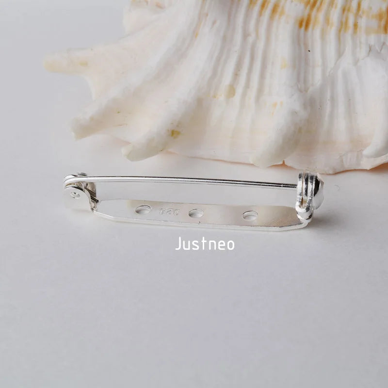Solid 925 Sterling Silver Breastpin Safty-Closure Needle Lapel Stick, Handmade  DIY Blank Stick Pins Brooches Findings