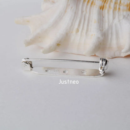 Solid 925 Sterling Silver Breastpin Safty-Closure Needle Lapel Stick, Handmade  DIY Blank Stick Pins Brooches Findings