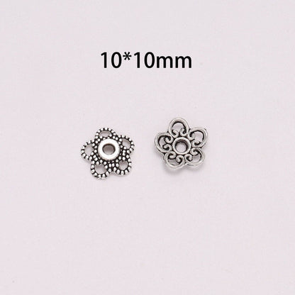 10mm 5-Petal Hollow Flower Bead Caps, 50pcs