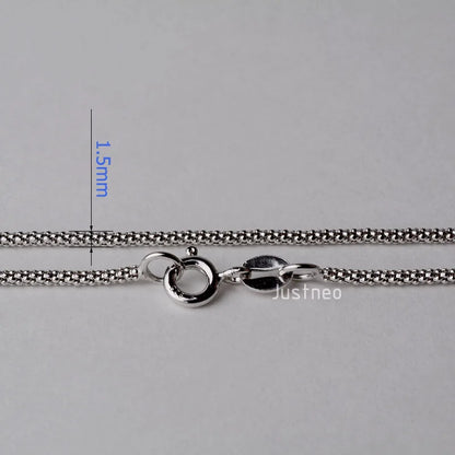 JustNeo Solid 925 Sterling Silver popcorn Chain Necklace,Basic Chains for Pendants