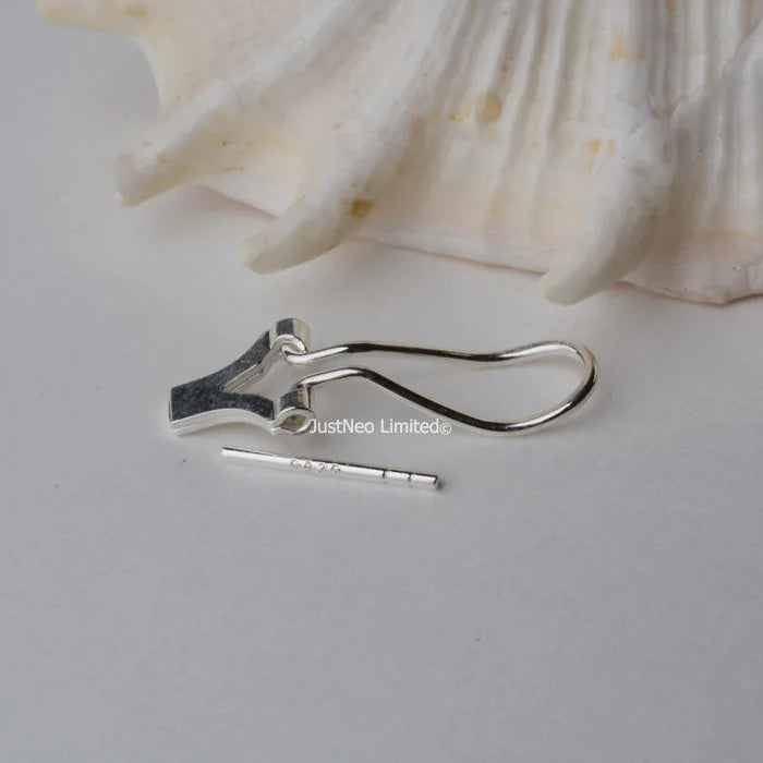 Solid 925 Sterling Silver Clip Earring Findings with Needle for Jewelry DIY Components
