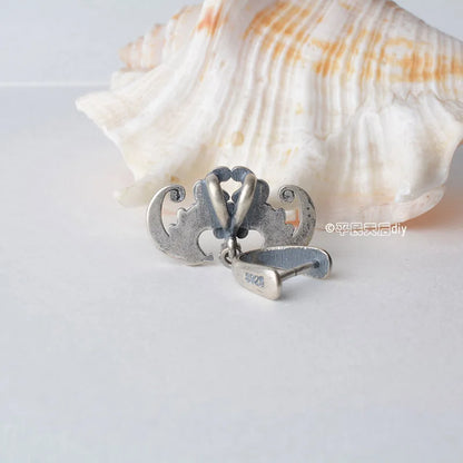 Solid 925 sterling silver bat pendant clasp connector, Thai Silver pinch bail for necklace & pendant silver jewelry