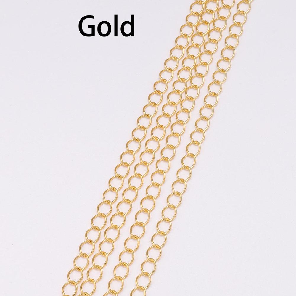 2.5 2.8 3.6 4.8 mm Long Open Link Ring Extended Extension Necklace Chains, 5m lot