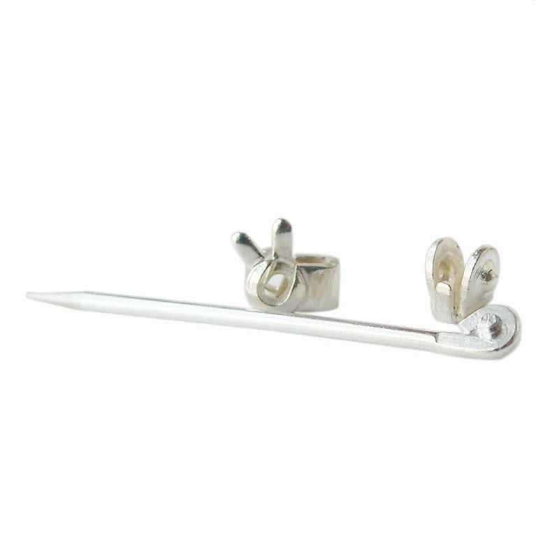 Sterling Silver Brooch Pin Findings, Silver Brooch Pin Catchs / Pin stems/ Pin Ends, Pin Back Straight Locking Jewelry Finding