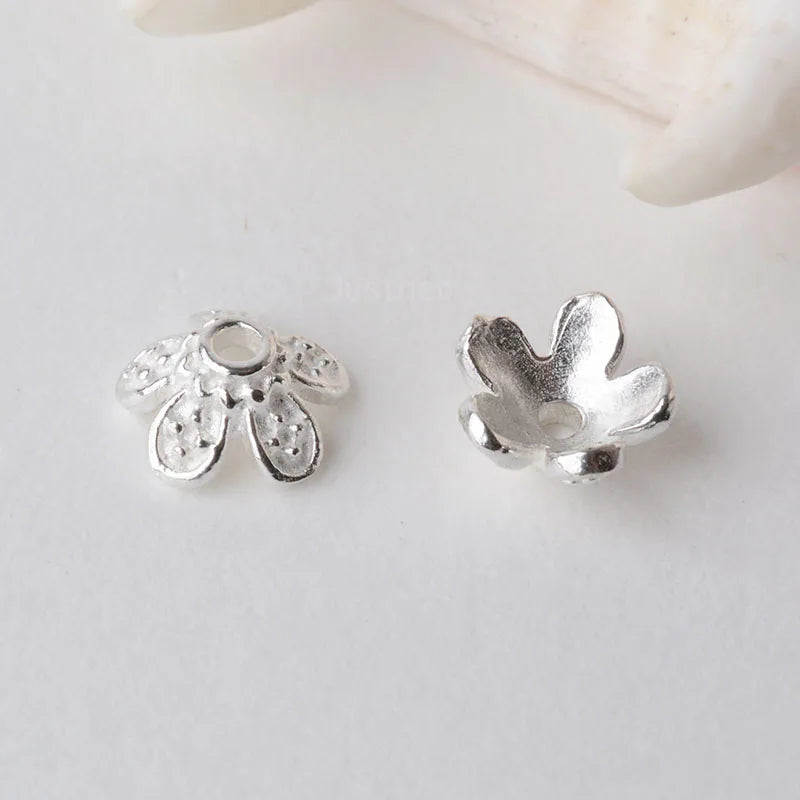 solid 925 sterling silver flower bead cap, spacer bead caps, jewelry diy silver findings/components