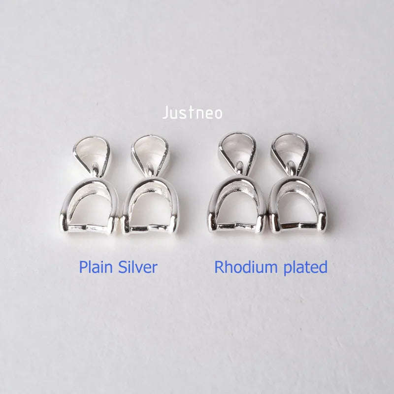 solid 925 sterling silver bail pendant clasp connector, pinch bail with ice-pick for necklace & pendant silver jewelry M