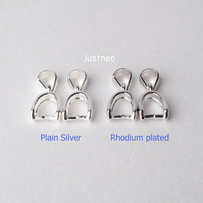solid 925 sterling silver bail pendant clasp connector, pinch bail with ice-pick for necklace & pendant silver jewelry M