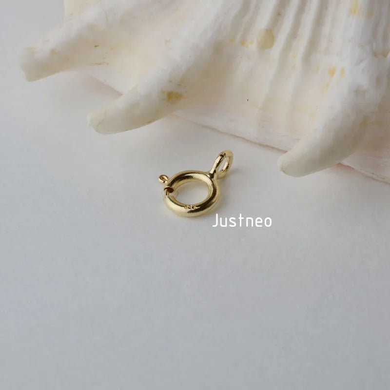 Solid 18k Karat Yellow Gold Spring Ring Clasp 5mm Au750 18ct Round Buckle for Necklace Jewelry Findings and Components