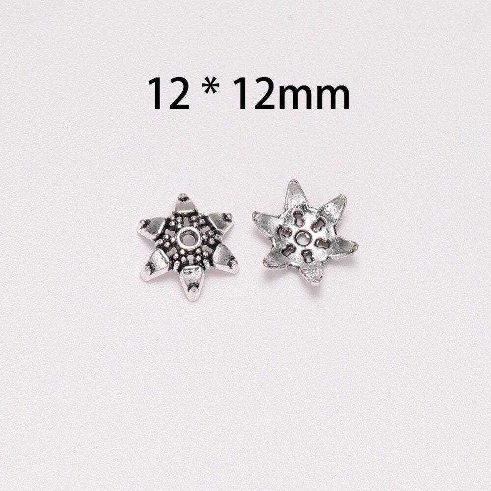 20pcs 12mm Tibetan Antique Silver Hexagram Bead Caps for DIY Earring Making