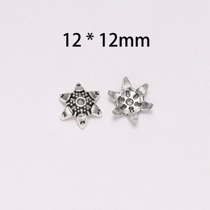 20pcs 12mm Tibetan Antique Silver Hexagram Bead Caps for DIY Earring Making