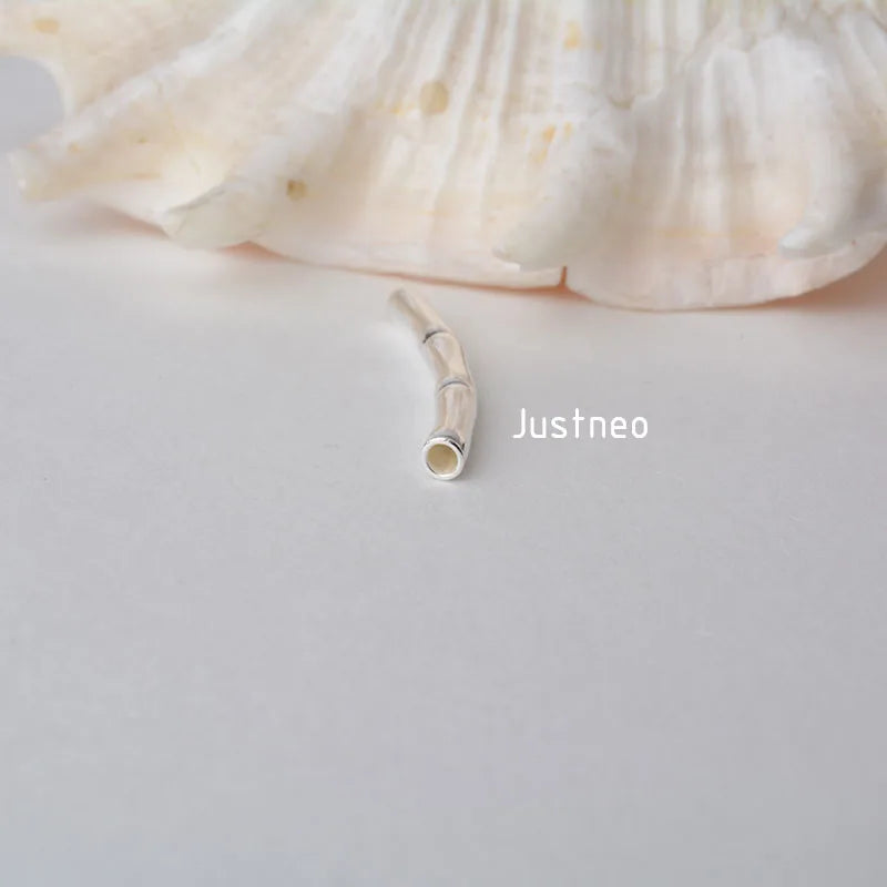 1piece, 2mm solid 925 sterling silver curved Bamboo tube spacer beads connector for necklace&pendant bracelet jewelry making