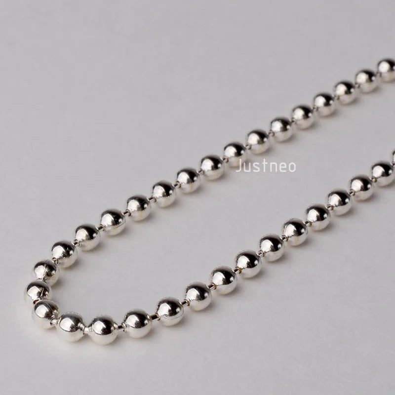 JustNeo 925 Sterling Silver Ball Chain Necklace 15-28 Inch Basic Pendant Compatible Chain Jewelry Accessory