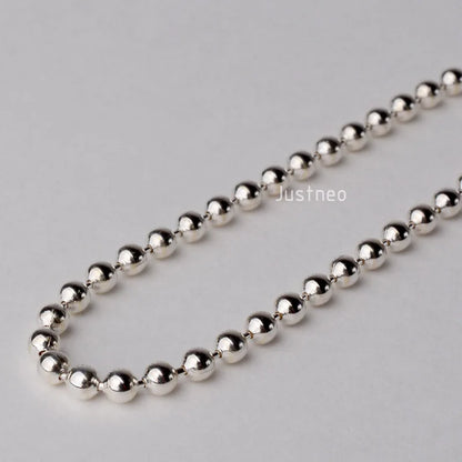 JustNeo 925 Sterling Silver Ball Chain Necklace 15-28 Inch Basic Pendant Compatible Chain Jewelry Accessory