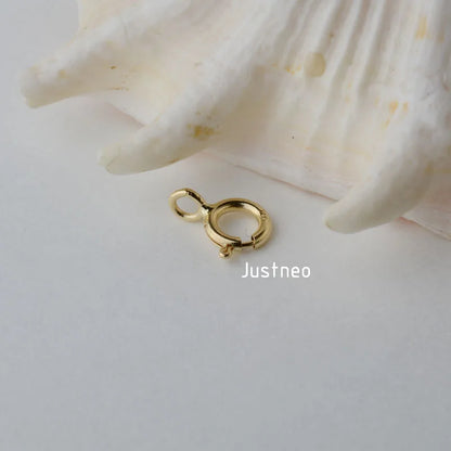 Solid 18k Karat Yellow Gold Spring Ring Clasp 5mm Au750 18ct Round Buckle for Necklace Jewelry Findings and Components