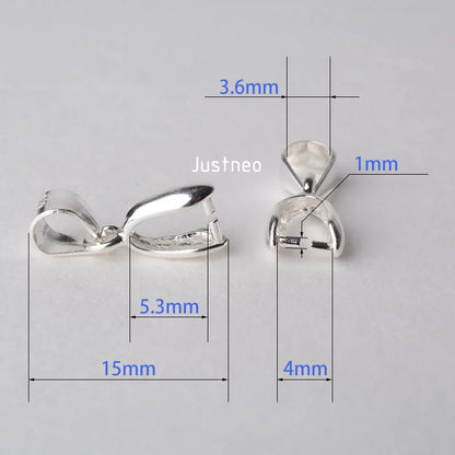 solid 925 sterling silver bail pendant clasp connector, pinch bail with ice-pick for necklace & pendant silver jewelry, L