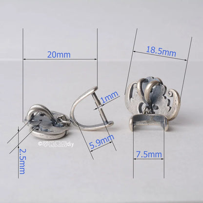 Solid 925 sterling silver bat pendant clasp connector, Thai Silver pinch bail for necklace & pendant silver jewelry