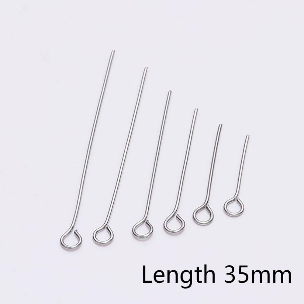 20-50mm Stainless Steel Eye Pins, 100pcs