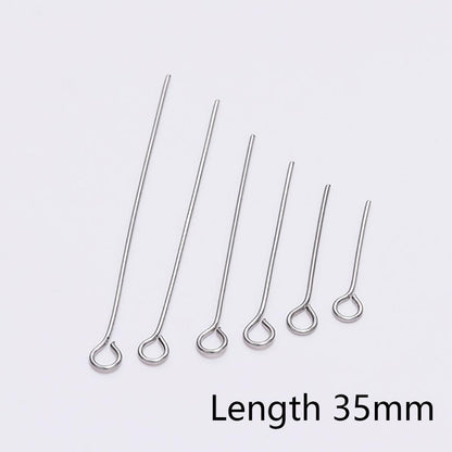 20-50mm Stainless Steel Eye Pins, 100pcs