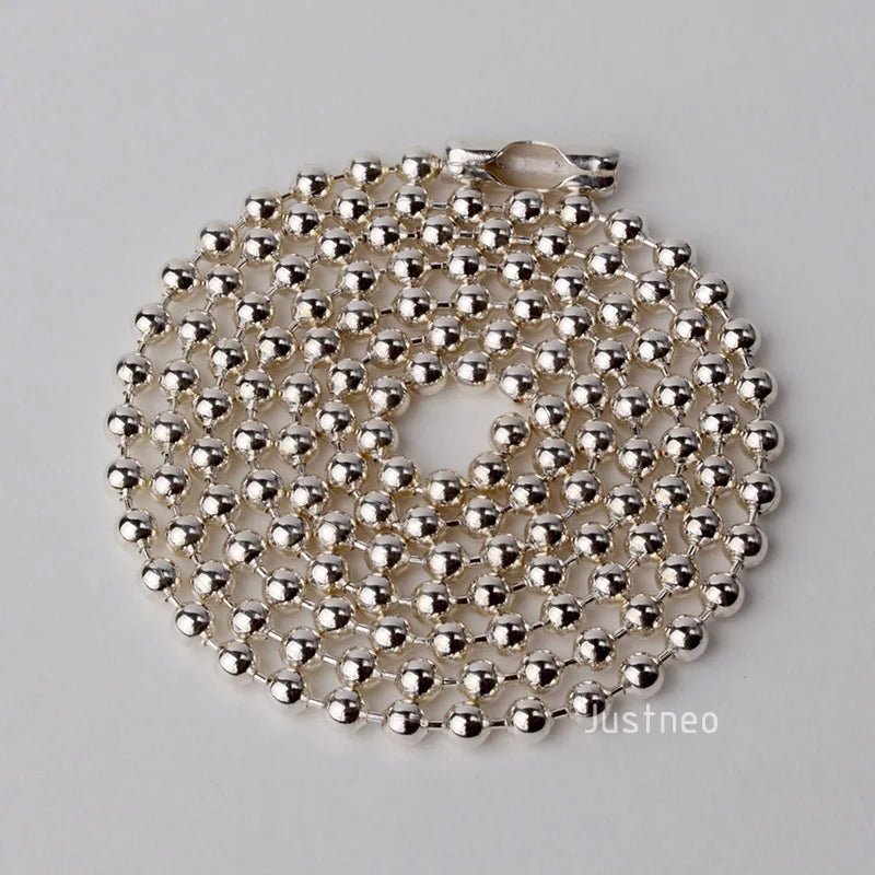 JustNeo 925 Sterling Silver Ball Chain Necklace 15-28 Inch Basic Pendant Compatible Chain Jewelry Accessory