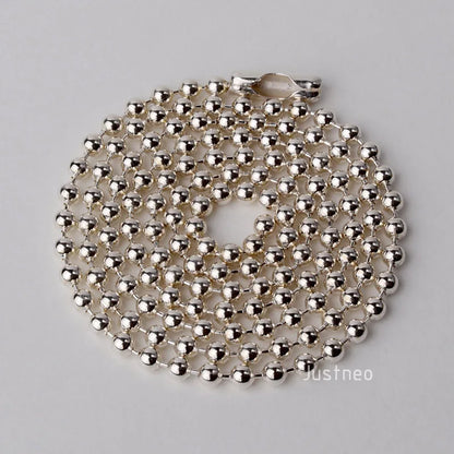 JustNeo 925 Sterling Silver Ball Chain Necklace 15-28 Inch Basic Pendant Compatible Chain Jewelry Accessory