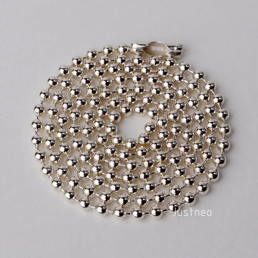JustNeo 925 Sterling Silver Ball Chain Necklace 15-28 Inch Basic Pendant Compatible Chain Jewelry Accessory