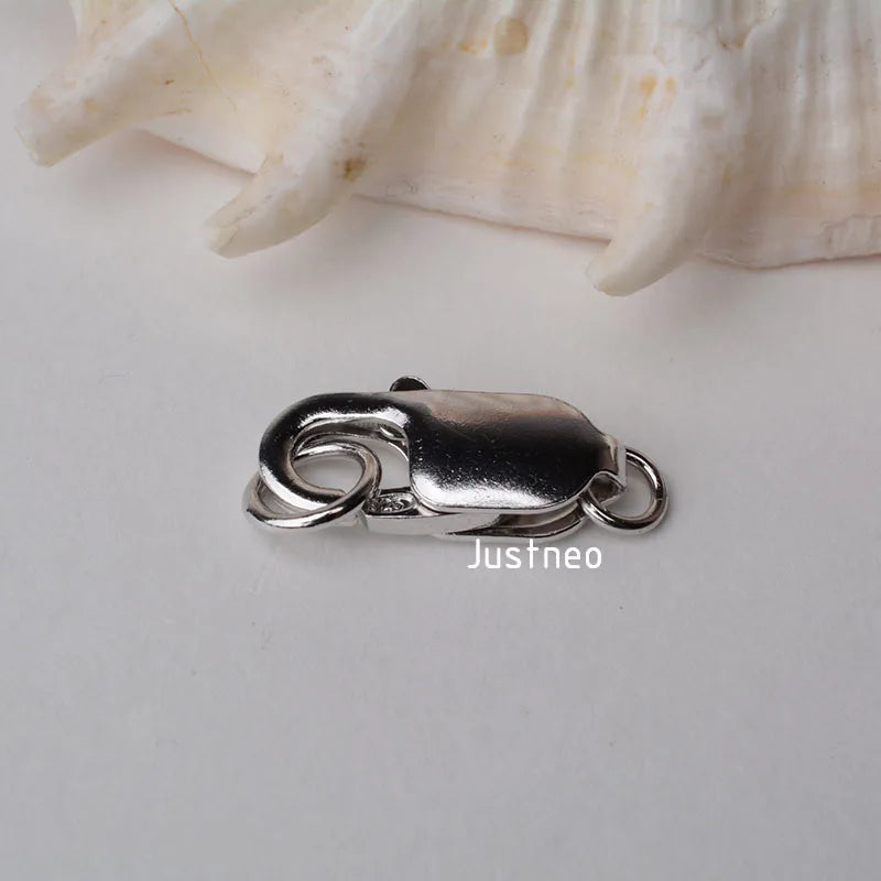 Solid 925 Sterling Silver Lobster Claw Trigger Clasp with Closed Jump Rings for Necklace/bracelet Jewelry, Rhodium plated, 1 pc