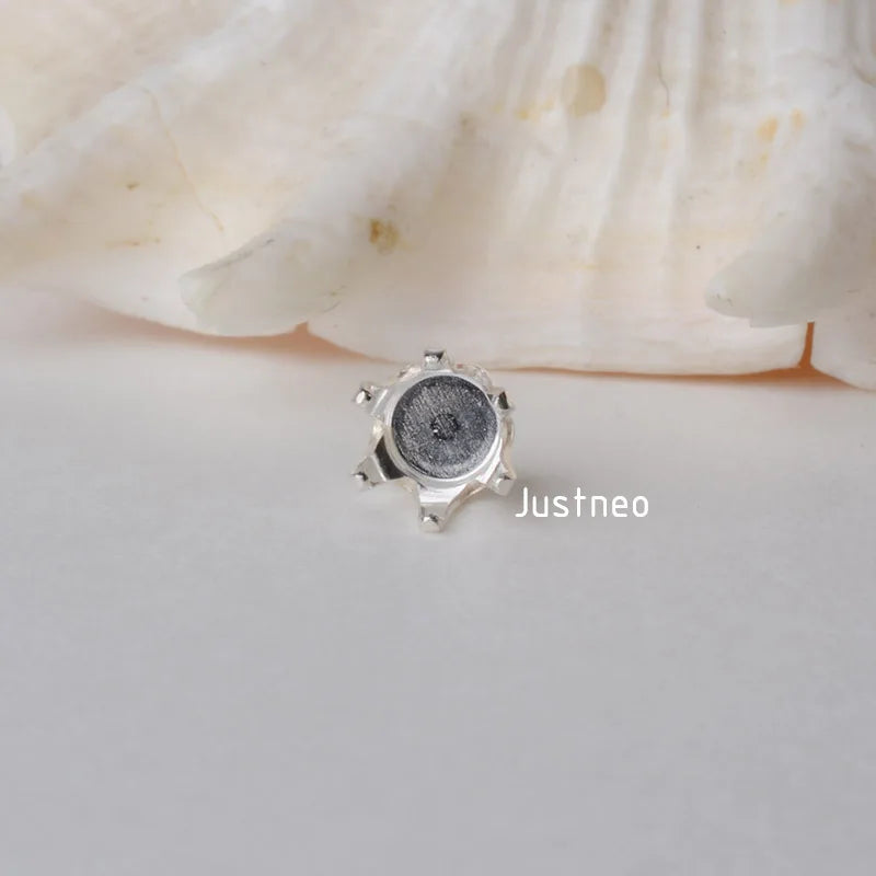 Solid 925 Sterling Silver Locket Settings, 6 Prongs Snap in Setting for Round Stones and Crystal
