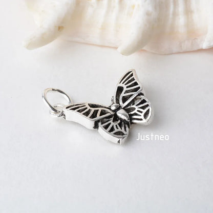 solid 925 Sterling Silver butterfly pendant charm, Thai Silver spacer bead charms for necklace & pendant  jewelry