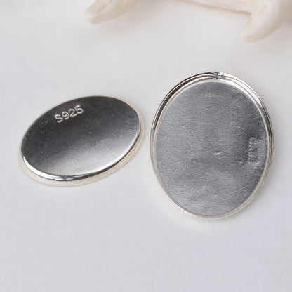 Solid 925 Sterling Silver Oval Cabochon Trays Locket Settings