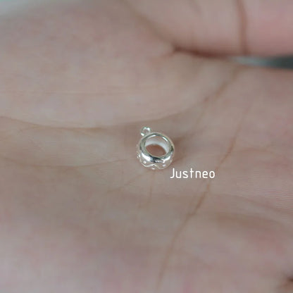 solid 925 sterling silver charm,pendant charm, rondel spacer bead charms for necklace & pendant jewelry making, 1 piece