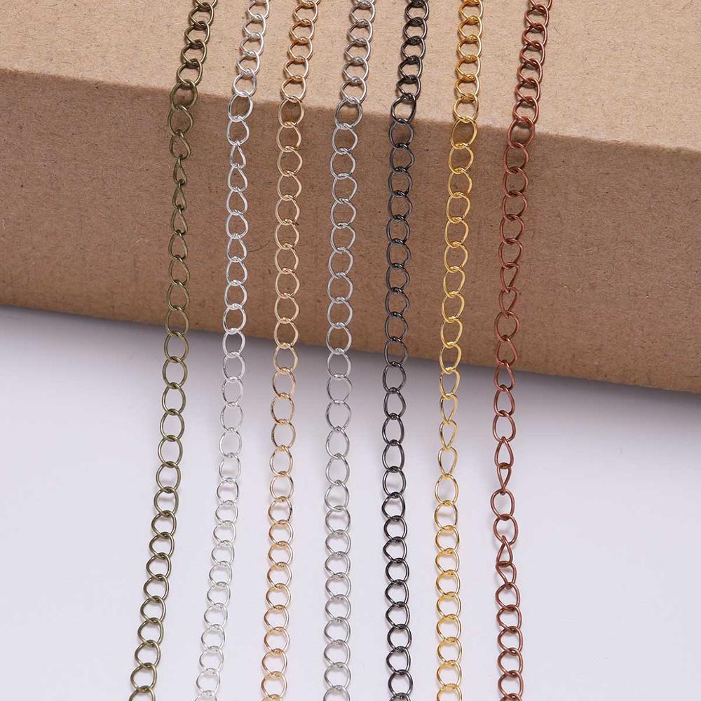 2.5 2.8 3.6 4.8 mm Long Open Link Ring Extended Extension Necklace Chains, 5m lot